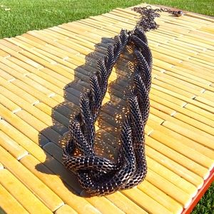 Long Metallic Grey Metal Necklace Versatile Length Twisty Chainmail